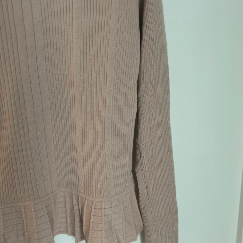 Tory Burch Ribbed Ballet Pink Peplum Sweater Silk/Cashmere Blend Large - Picture 5 of 15